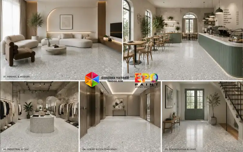 Ứng dụng và bảo dưỡng sàn Terrazzo EPO 7040W