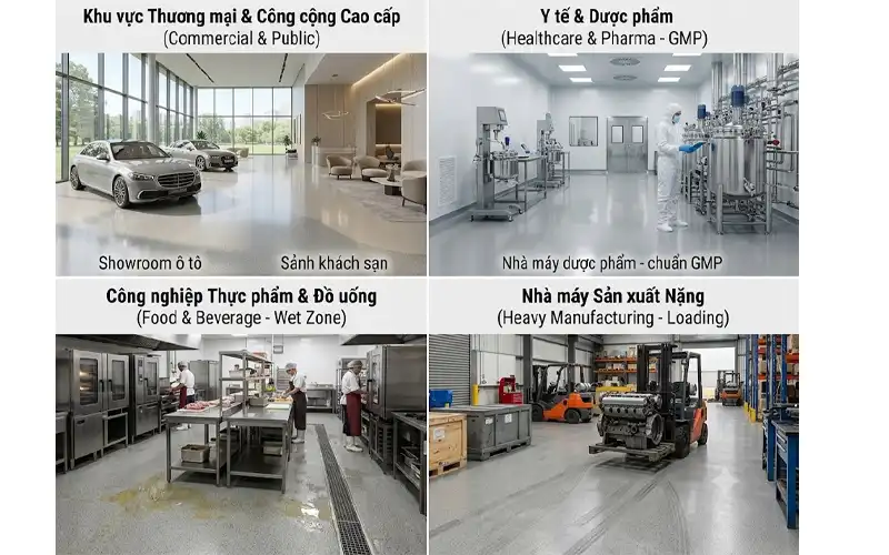 ỨNG DỤNG SÀN EPOXY CÁT MÀU